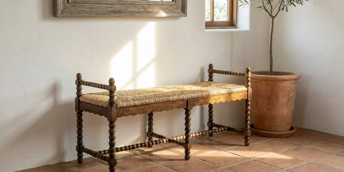 Teak wood lounge seating with handcrafted details