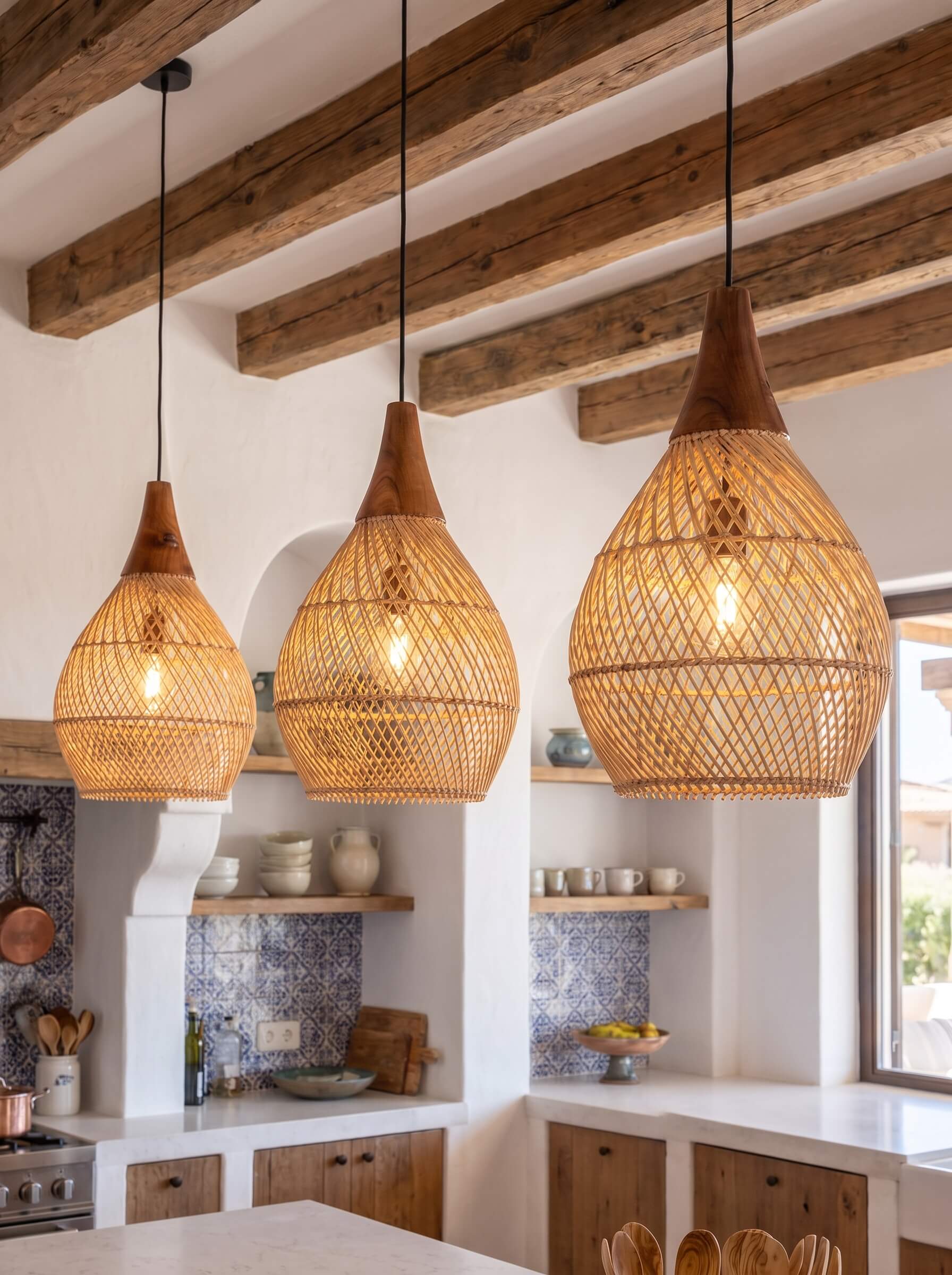 Damar Rattan/Wood Hanging Lamp