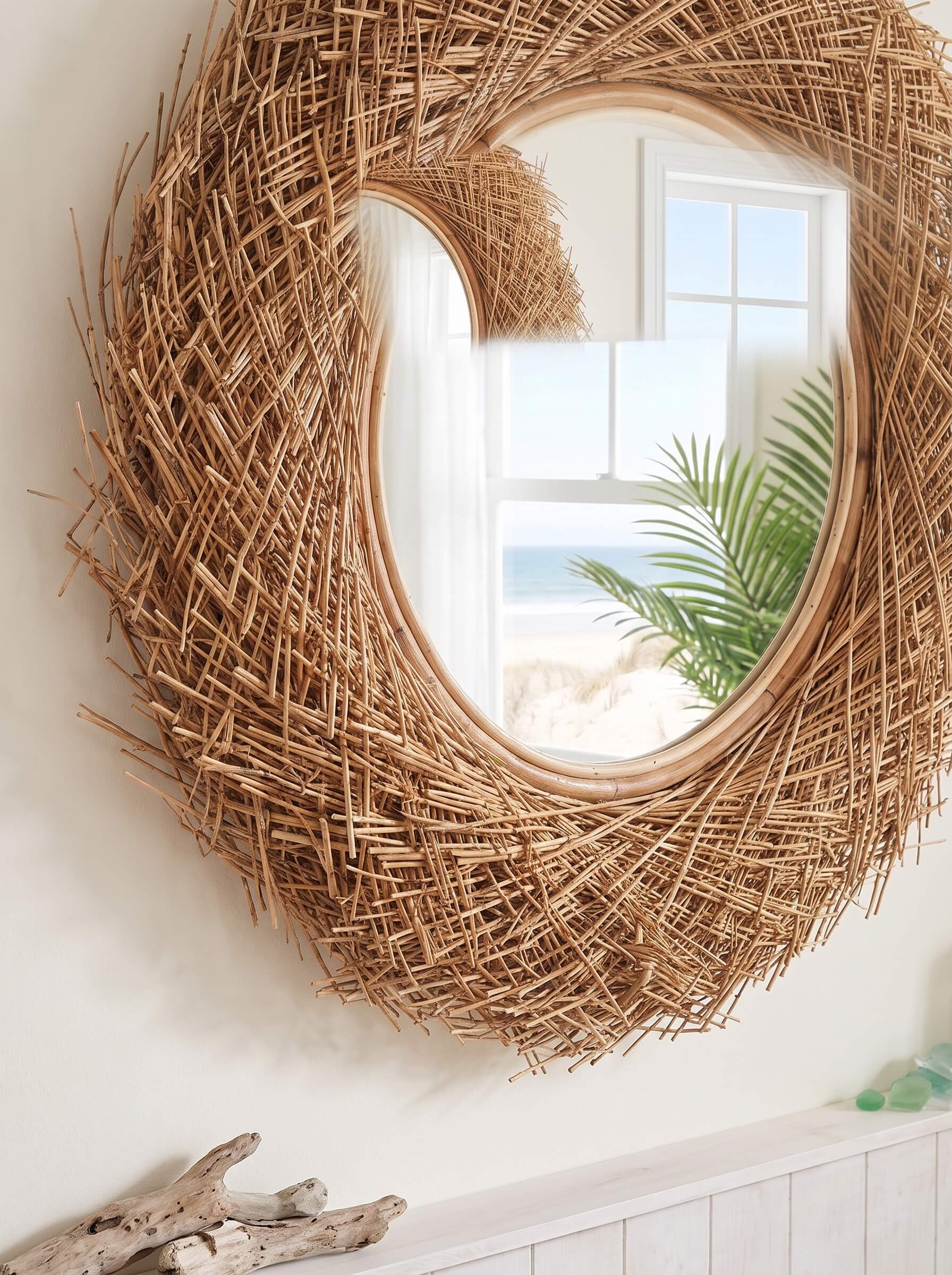 Star Rattan Mirror