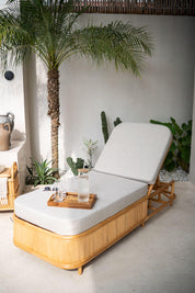 Rattan Outdoor Sun Lounger with Adjustable Backrest