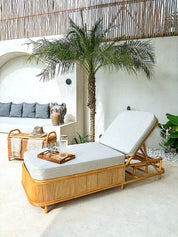 Rattan Outdoor Sun Lounger with Adjustable Backrest