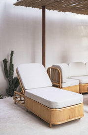 Rattan Outdoor Sun Lounger with Adjustable Backrest