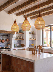 Damar Rattan/Wood Hanging Lamp
