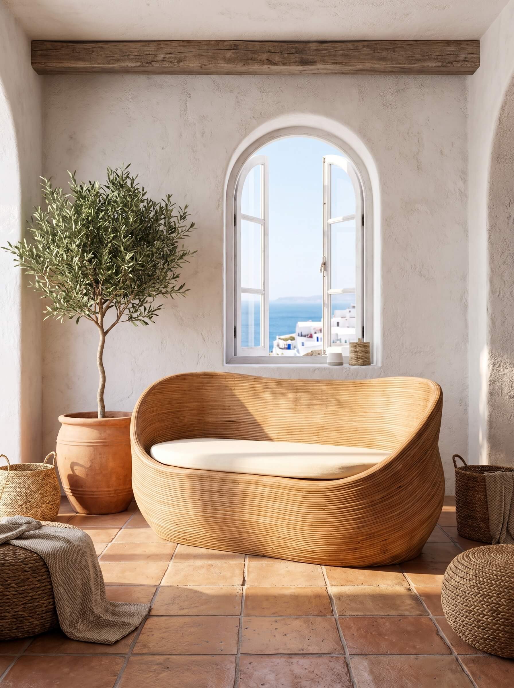 Sunda Rounded Design Sofa Natural