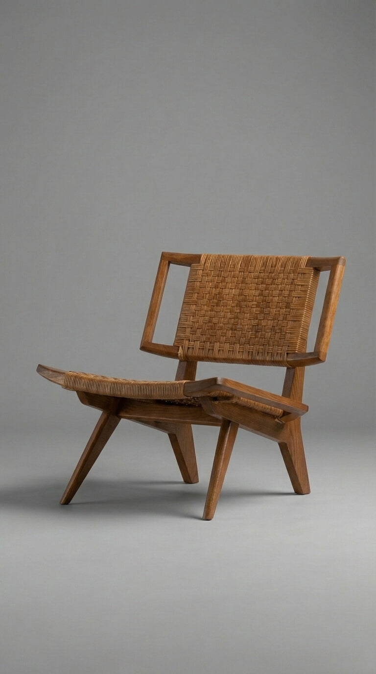 Teak wood accent chair placed in living space