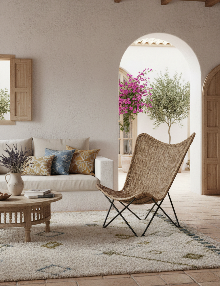 Solid synthetic chair styled in the living room
