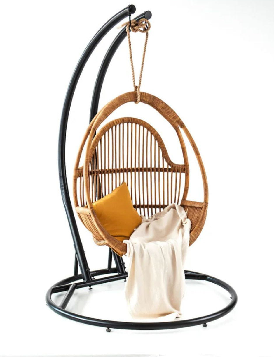 Black hanging chair steel stand single