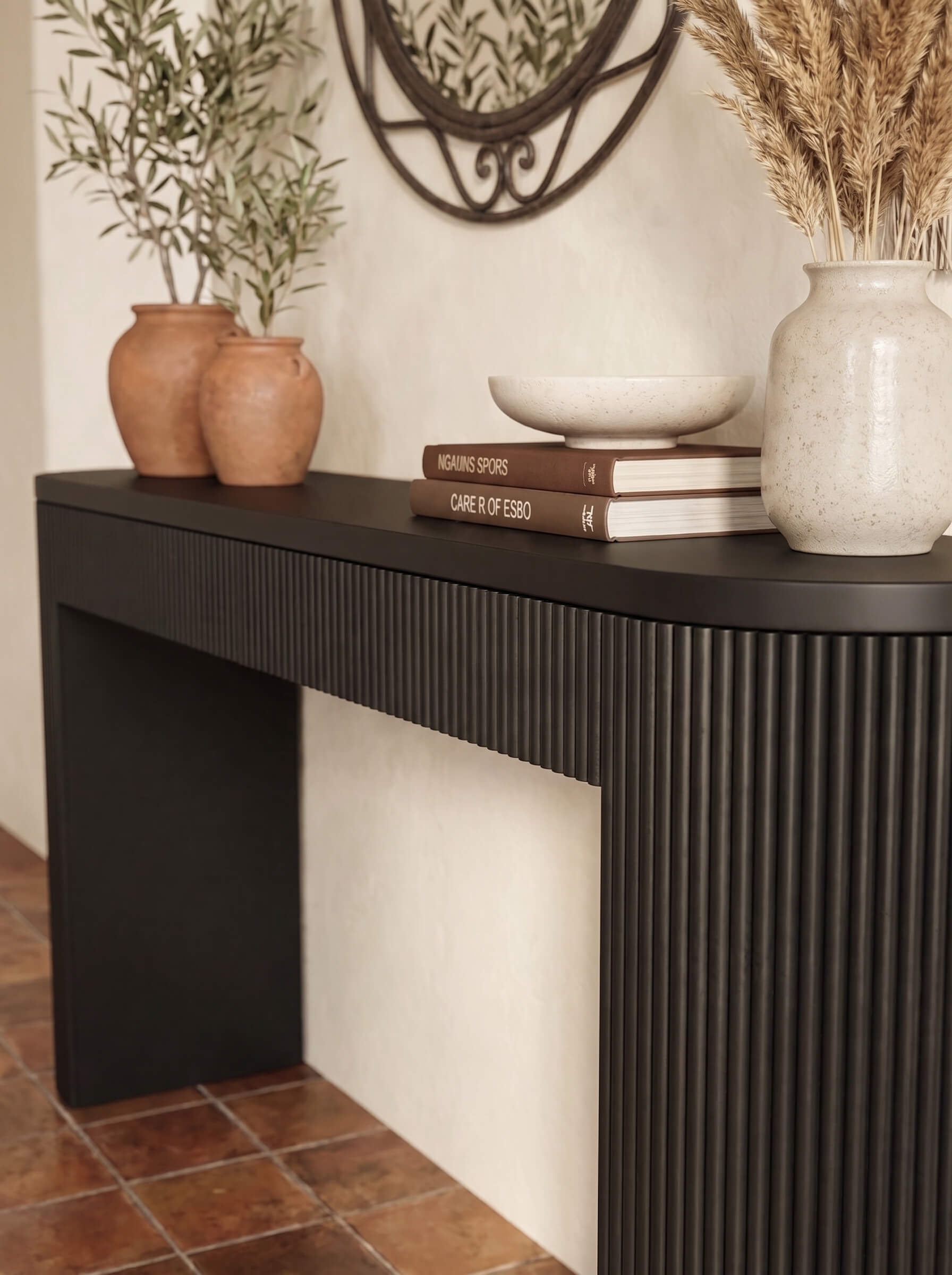 Zen Console Ridged Rattan Detail & Curved Silhouette