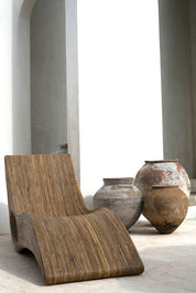 Eco-friendly brown rattan sun lounger – Tegal Camila Orianson sustainable handmade outdoor furniture for poolside and garden