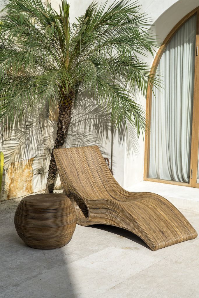 Eco-friendly brown rattan sun lounger – Tegal Camila Orianson sustainable handmade outdoor furniture for poolside and garden