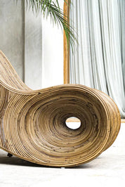 Brown rattan sun lounger - Tegal Robin ergonomic sunbed for poolside or garden, eco-friendly outdoor furniture