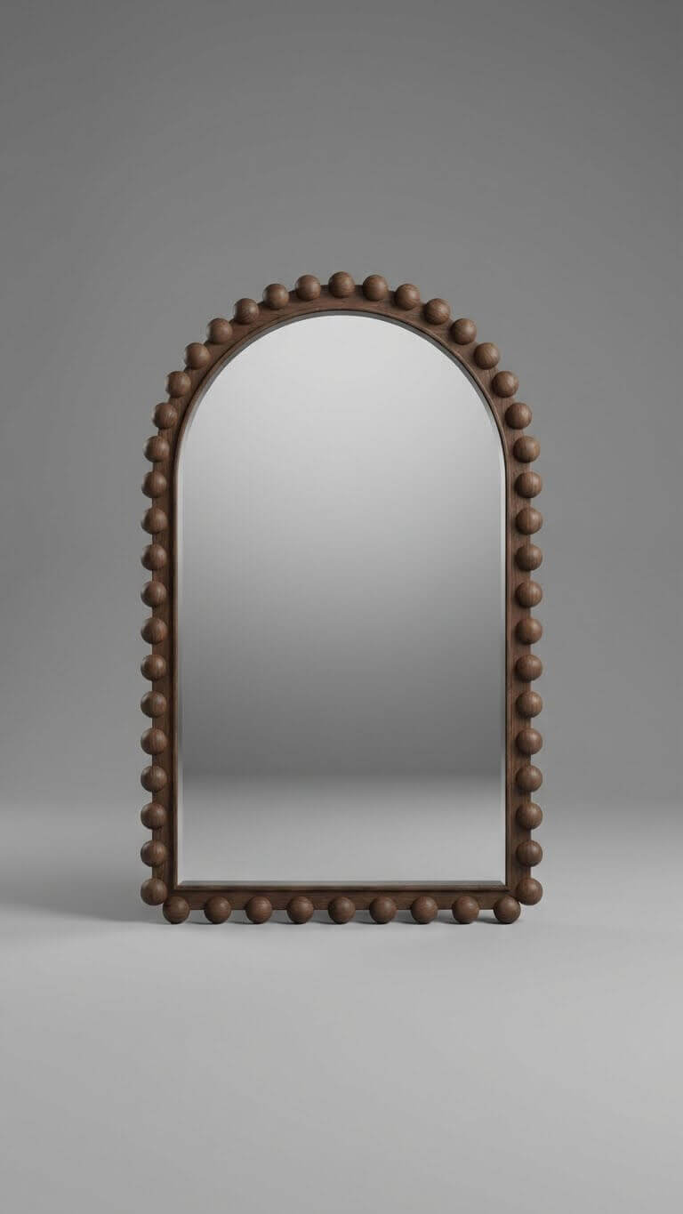 natural wood and seagrass mirror wall decor
