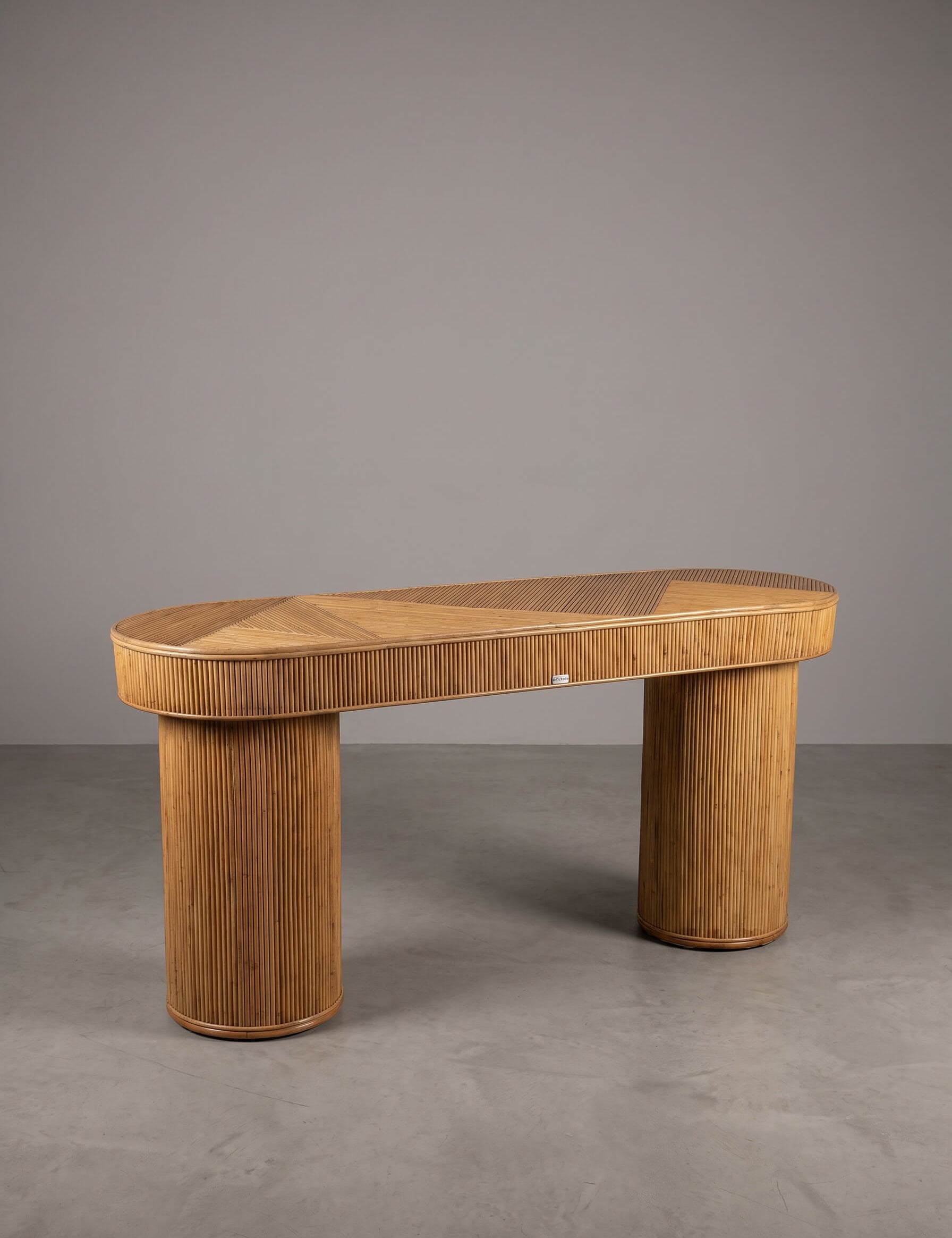 Designer rattan console table with modern lines