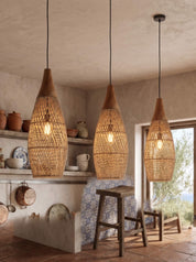 handcrafted rattan lamp with organic design
