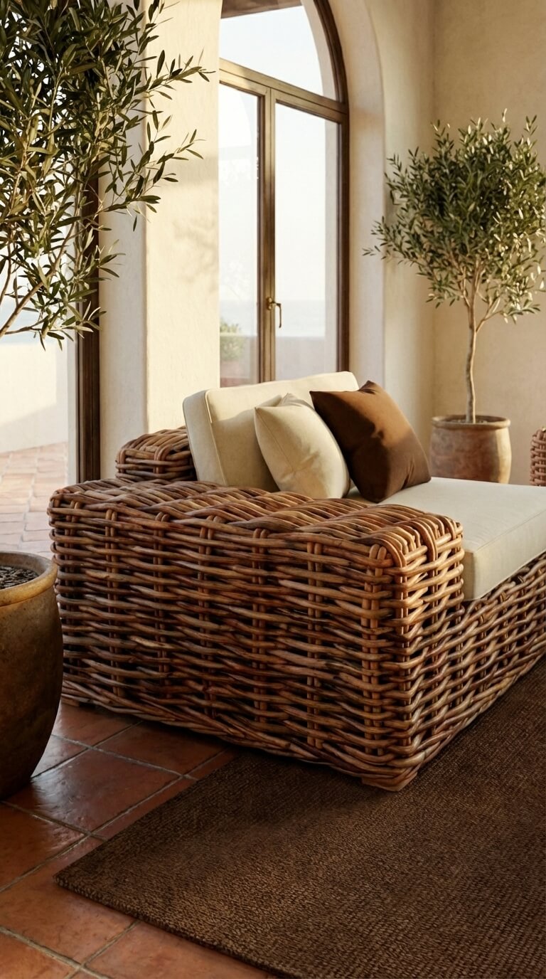 Natural rattan chair with handcrafted detailing
