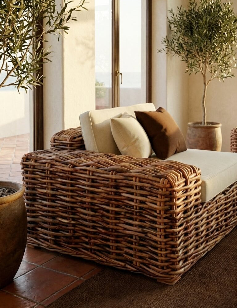 Natural rattan chair with handcrafted detailing
