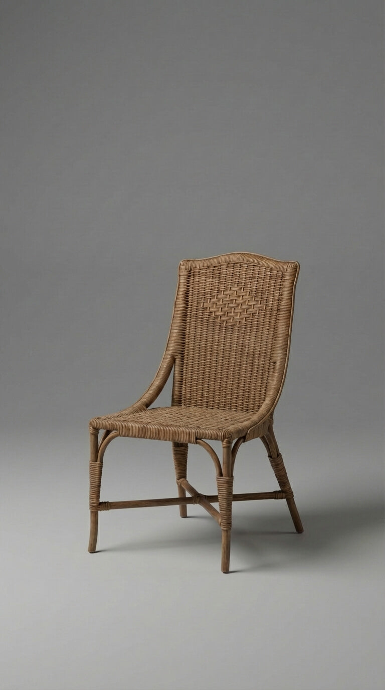 Wicker chair on a gray background