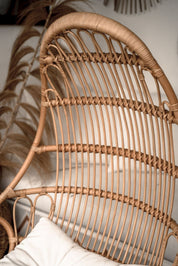 Handmade Milo Rattan Chair with wooden legs in natural colour, boho style seating for living room, bedroom, patio, or garden