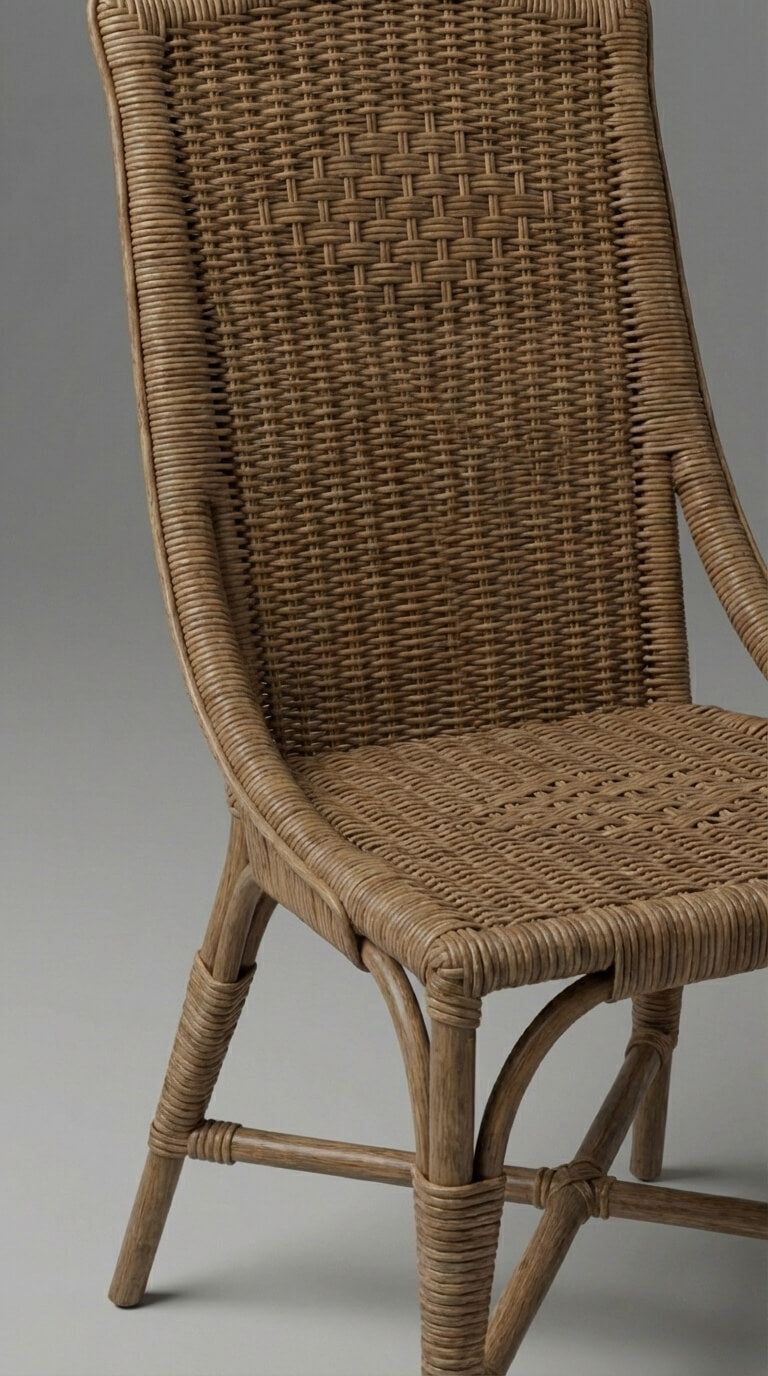 Wicker chair with a gray background