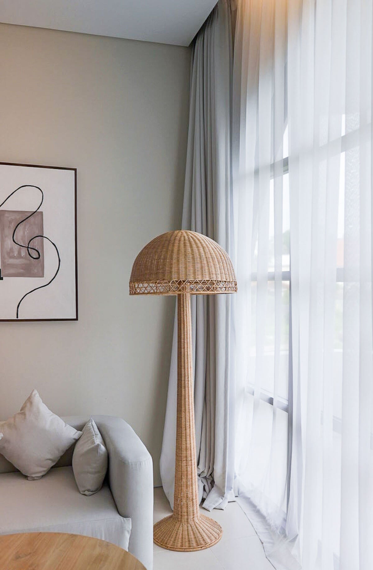 natural rattan floor lamp for Mediterranean style homes
