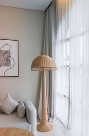 natural rattan floor lamp for Mediterranean style homes
