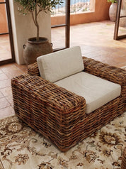 Natural rattan chair with handcrafted detailing