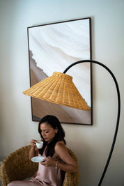 organic style rattan floor standingnlamp for modern interiors
