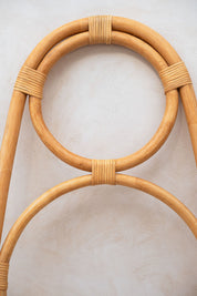 Close-up of a woven rattan hanger