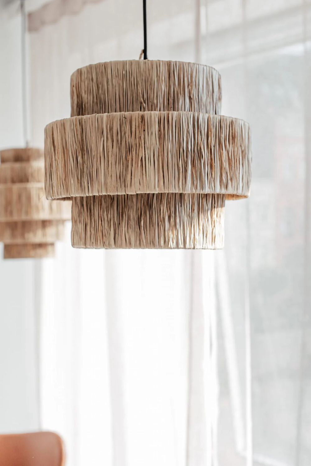 Small Hawaii handwoven seagrass pendant lamp, natural boho decor