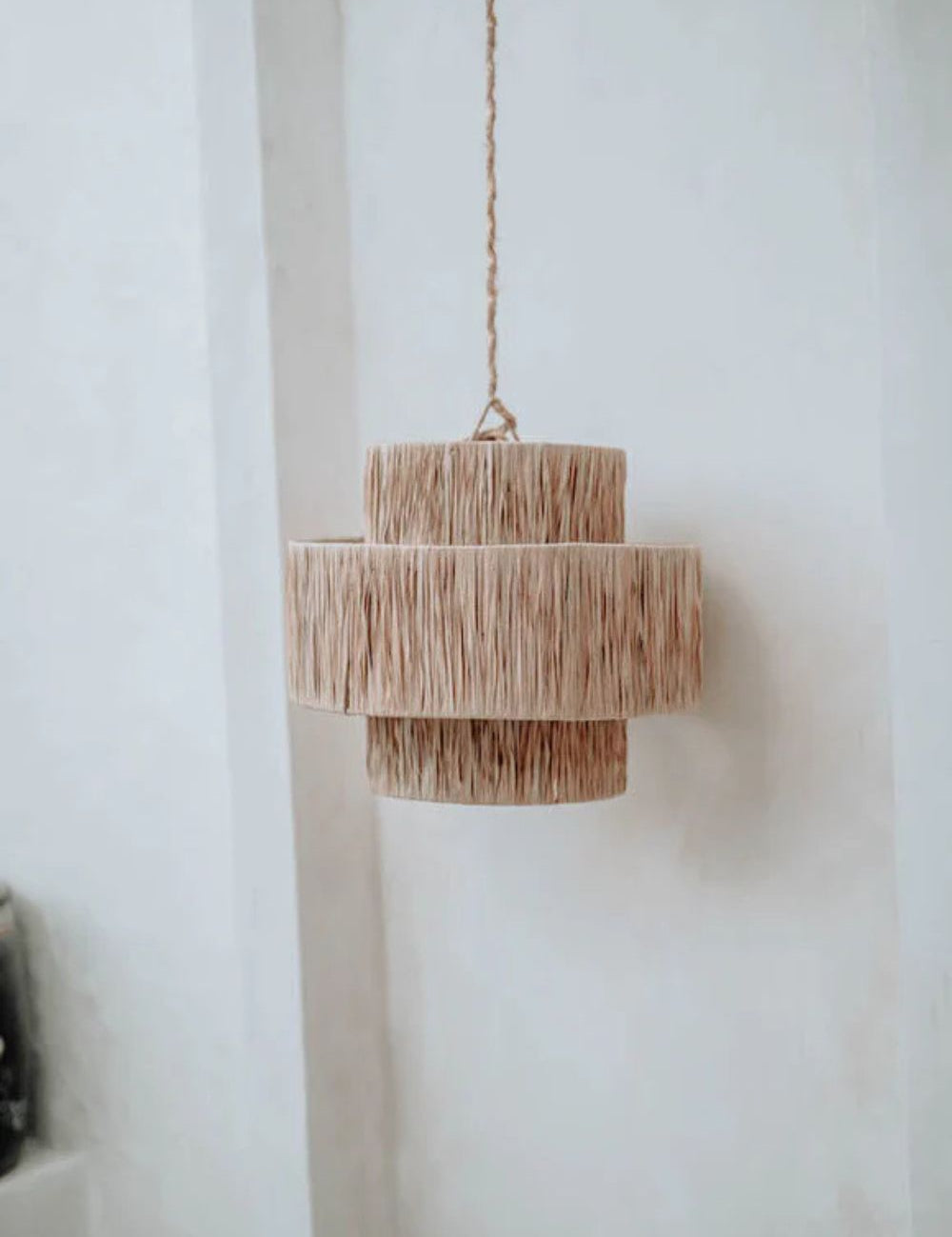 Small Hawaii handwoven seagrass pendant lamp, natural boho decor