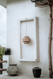 Small Hawaii handwoven seagrass pendant lamp, natural boho decor