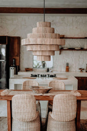 XXL Hawaii handwoven seagrass pendant lamp, spacious boho interior lamp