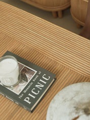 Oval Rattan Coffee Table with Double Pedestal Base