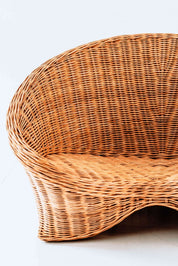 Indiana Yoga Chair handcrafted from sustainable rattan wood in natural and grey tones, ergonomic backrest and curved armrests for yoga, meditation, or relaxation, lightweight and eco-friendly indoor and outdoor seating