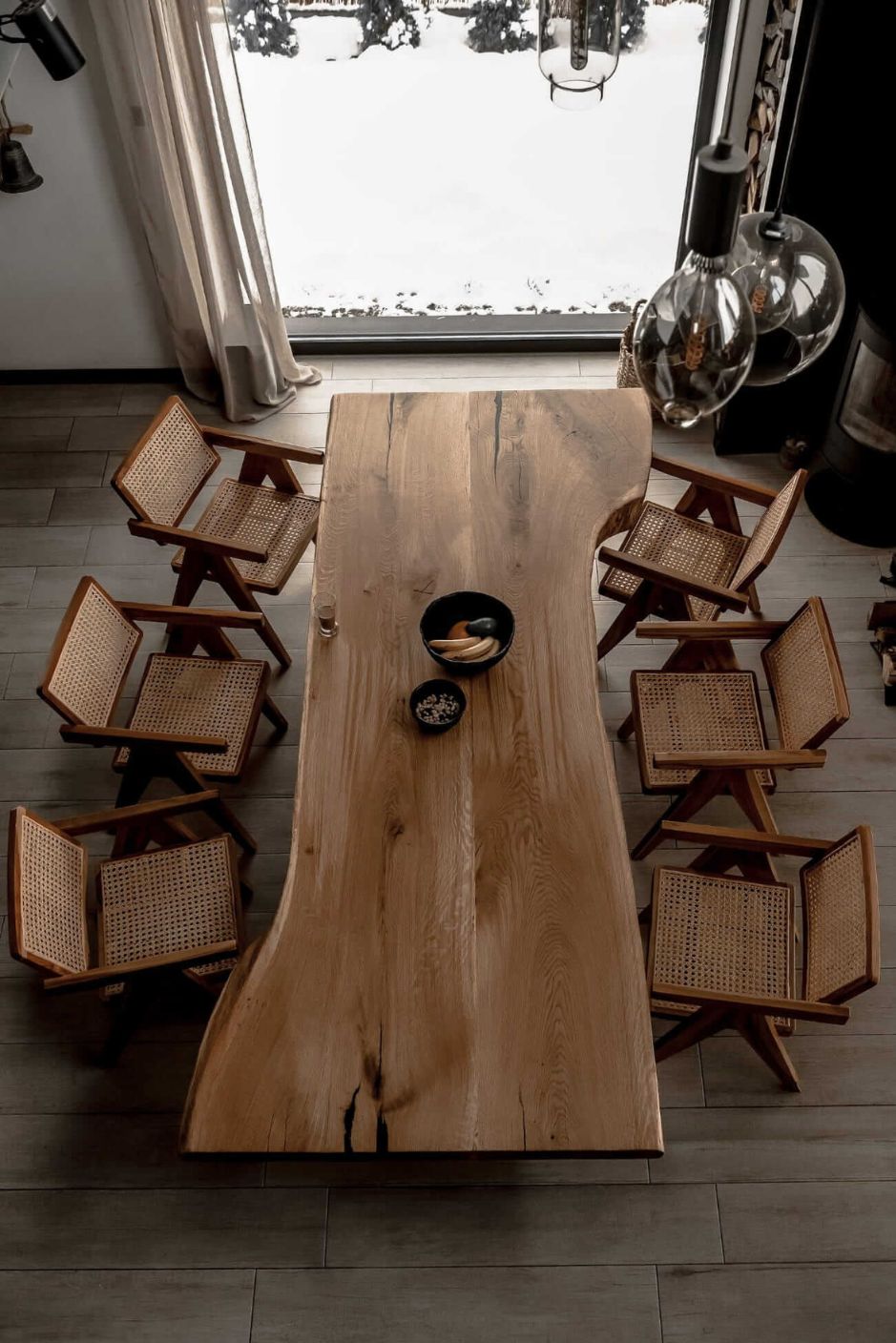 Joy Chair handmade from durable teak wood with woven rattan seat and backrest – stylish eco-friendly dining chair for modern homes.