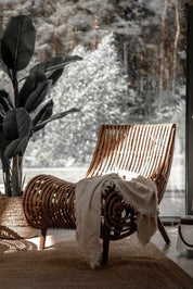 Kaba Rattan Chair handmade eco-friendly natural rattan with wooden legs in light honey color, perfect for living room, bedroom, patio, or study