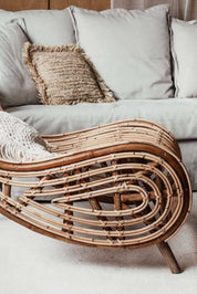 Kaba Rattan Chair handmade eco-friendly natural rattan with wooden legs in light honey color, perfect for living room, bedroom, patio, or study