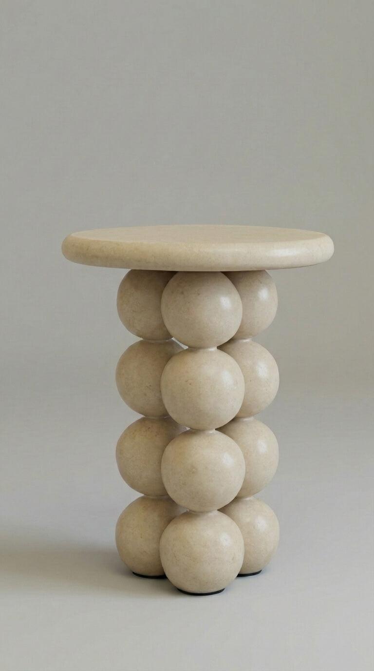 table with spherical design on a plain background
