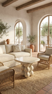 natural stone dining table in minimalist interior
