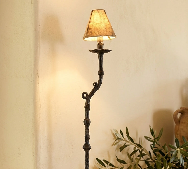 small black iron table lamp with contemporary design
