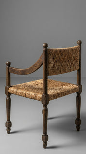 Handcrafted teak wood accent chair side view
