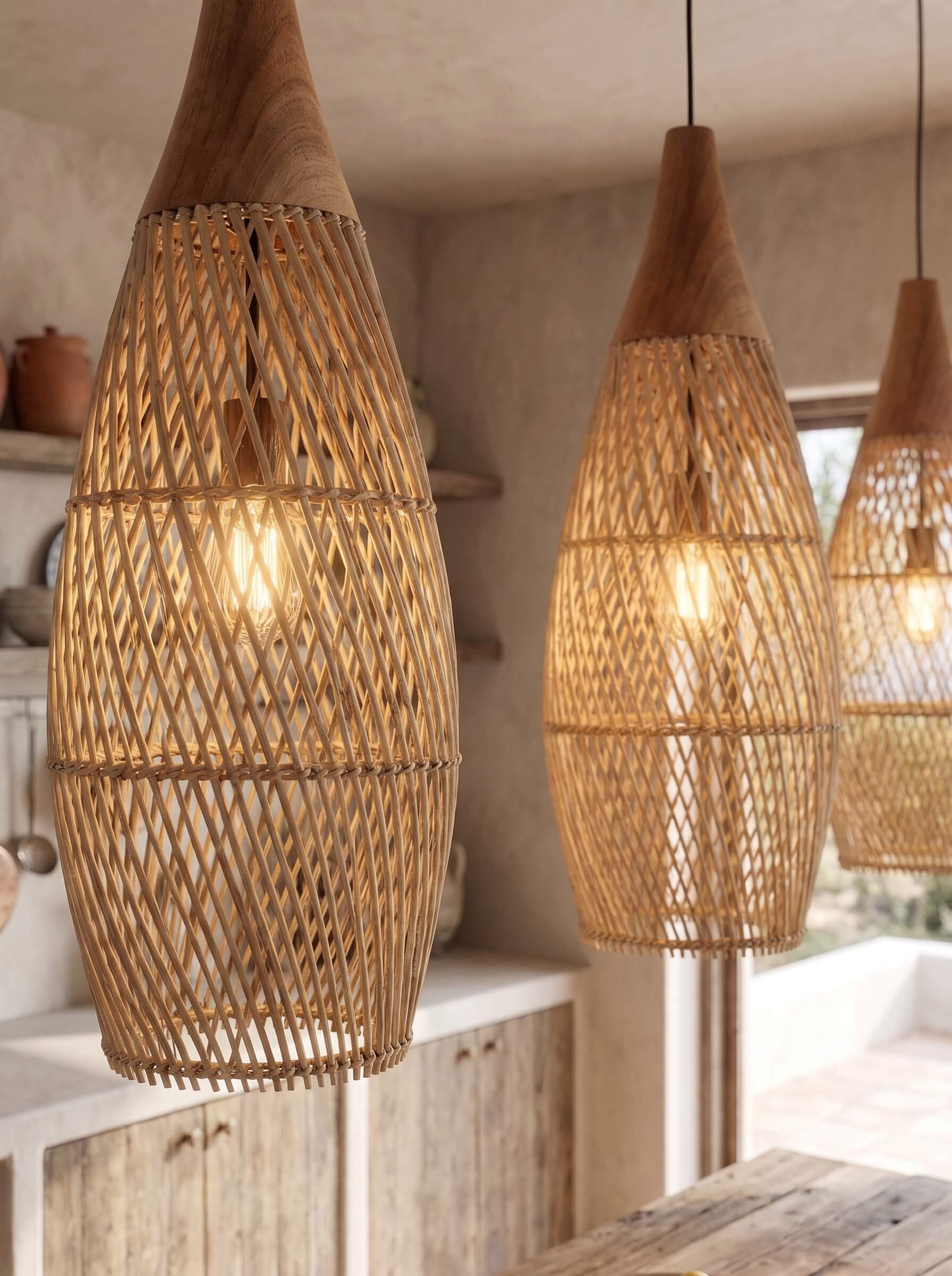 modern rattan table lamp for minimalist interiors