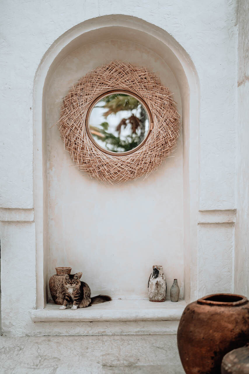 Wicker mirror , rattan round mirror