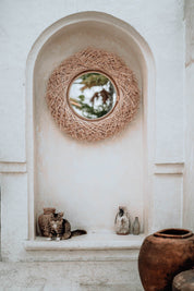Wicker mirror , rattan round mirror