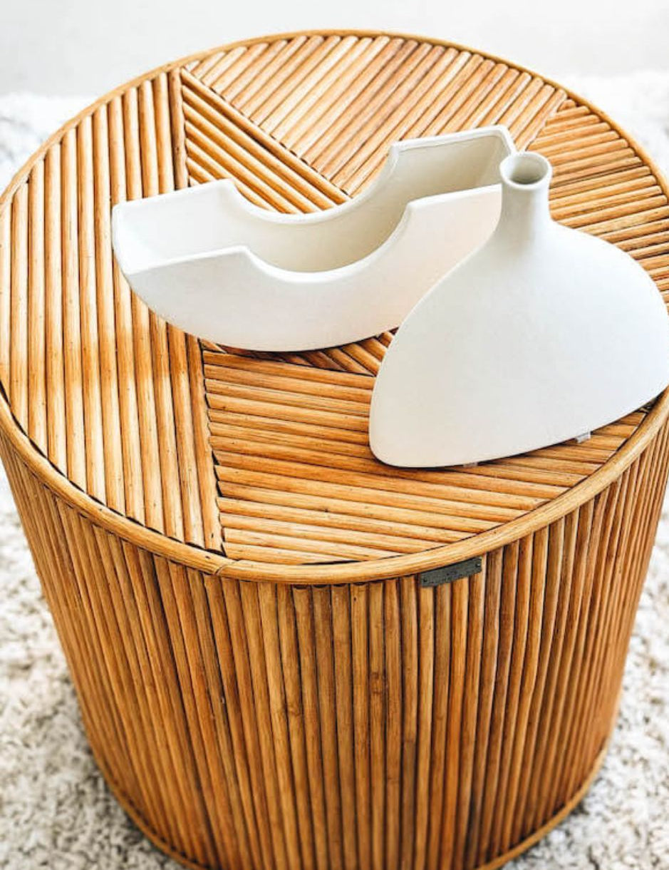 Handcrafted Tegal Round Natural Rattan Coffee Table - Durable, Lightweight Side Table and Accent Piece for Living Room, Coastal and Boho Handmade Furniture