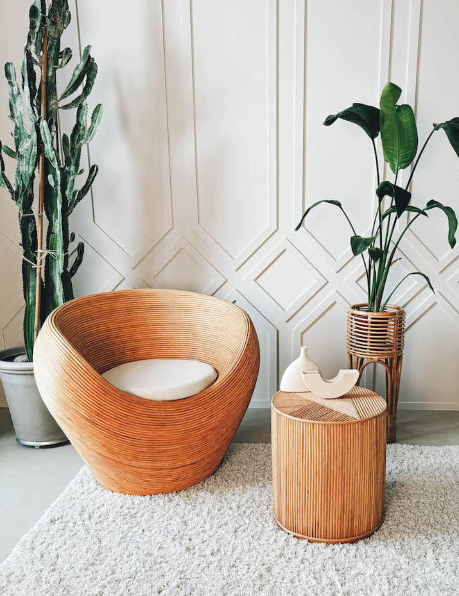 Handcrafted Tegal Round Natural Rattan Coffee Table - Durable, Lightweight Side Table and Accent Piece for Living Room, Coastal and Boho Handmade Furniture