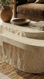 sculptural marble coffee table for modern living room
