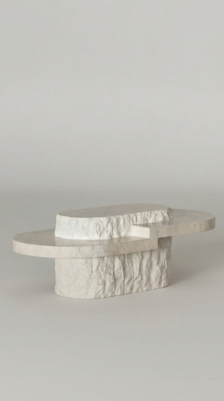 Marble-patterned coffee table on a plain background