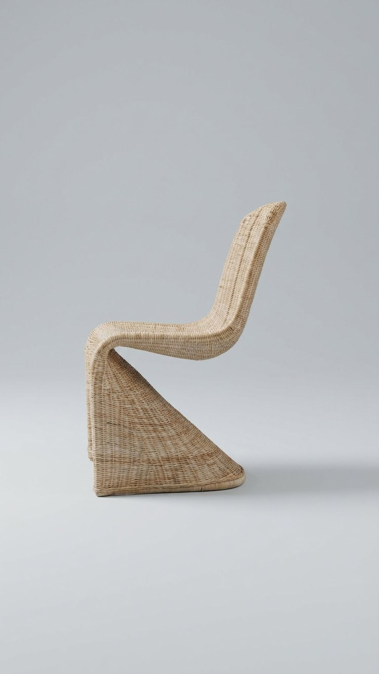 Natural fibre rattan lounge chair in coastal home
