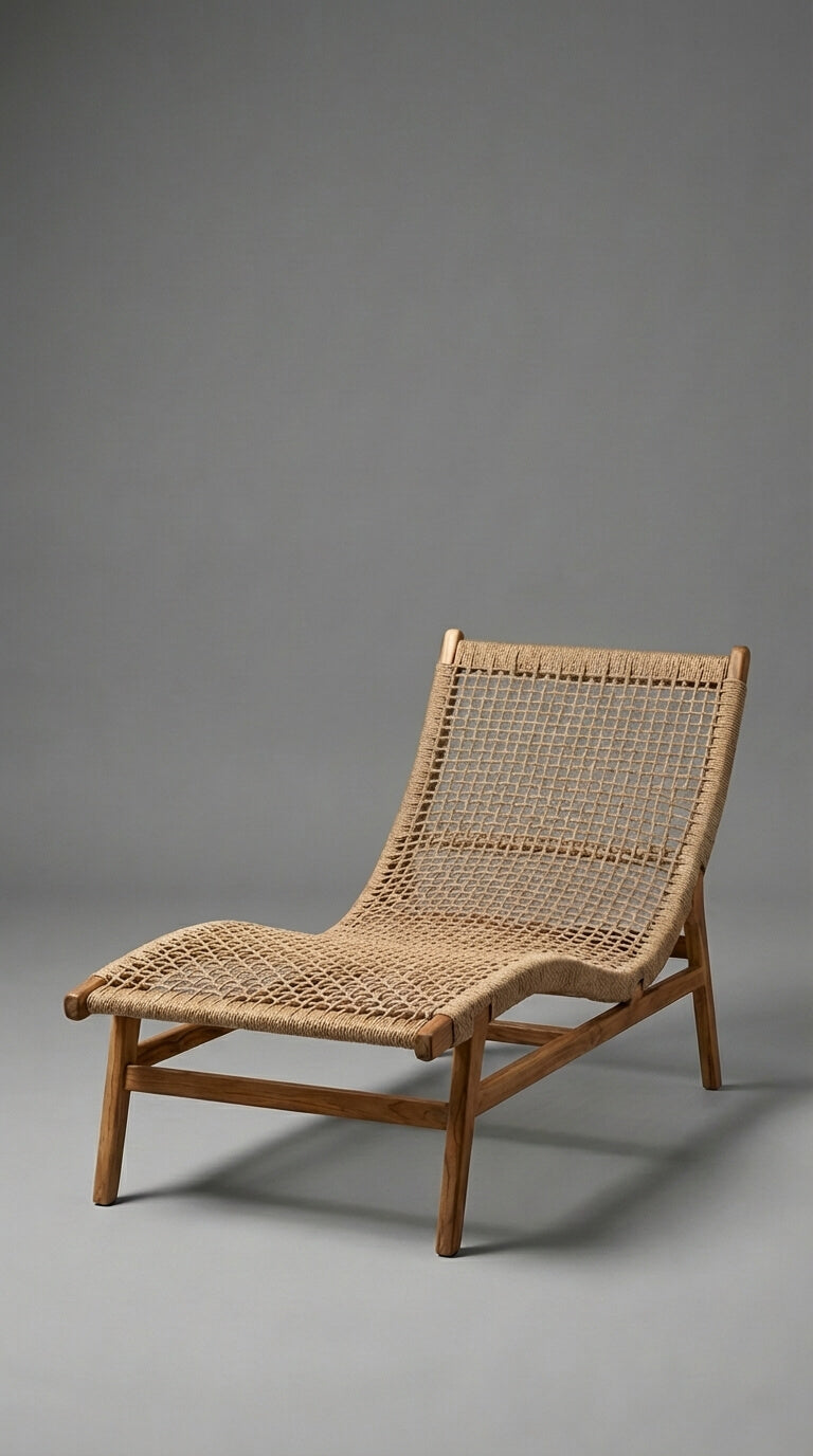 Woven chair on a gray background